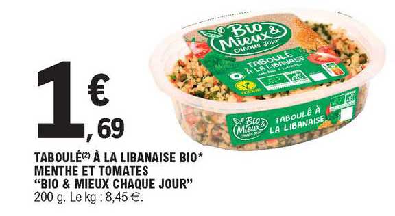 taboulé à la libanaise bio menthe et tomates "bio & mieux chaque jour"
