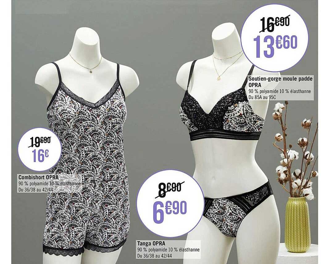 tanga, combishort ou soutien-gorge moule padde opra