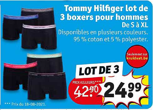 tommy hilfiger lot de 3 boxers pour hommes