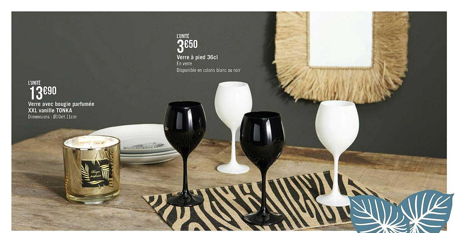 Verre Avec Bougie Parfumée XXL Vanille Tonka Ou Verre à Pied 36cl