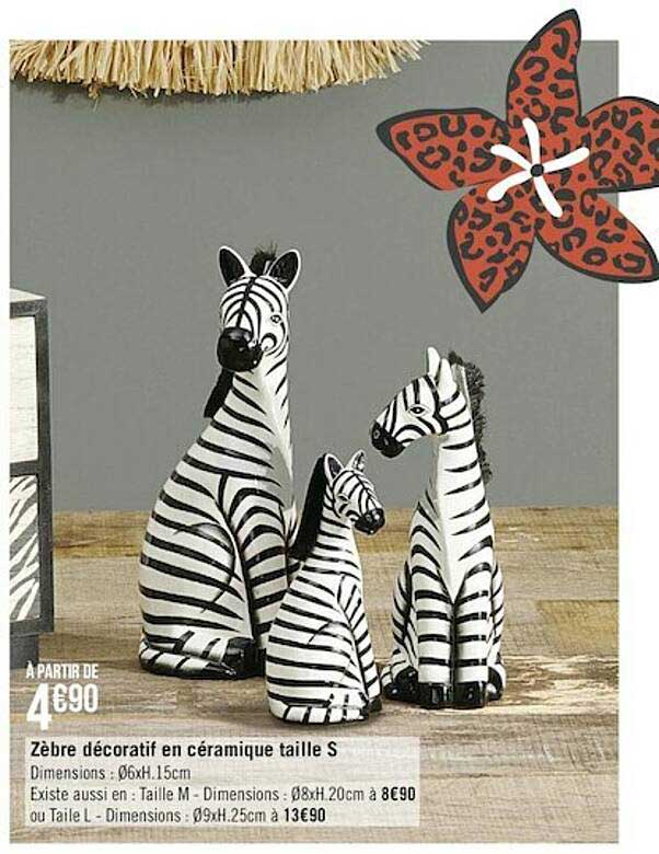 zèbre décoratif en céramique taille s