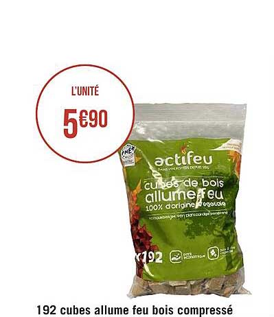 192 cubes allume feu bois compressé actifeu
