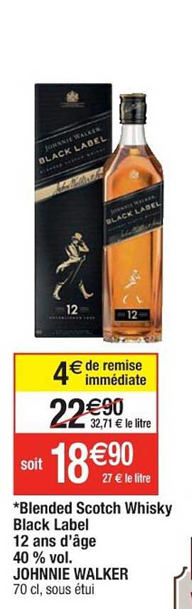 blended scotch whisky black label 12 ans d'âge 40% vol. johnnie walker