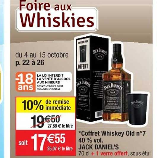 coffret whiskey old n°7 40% vol. jack daniel's