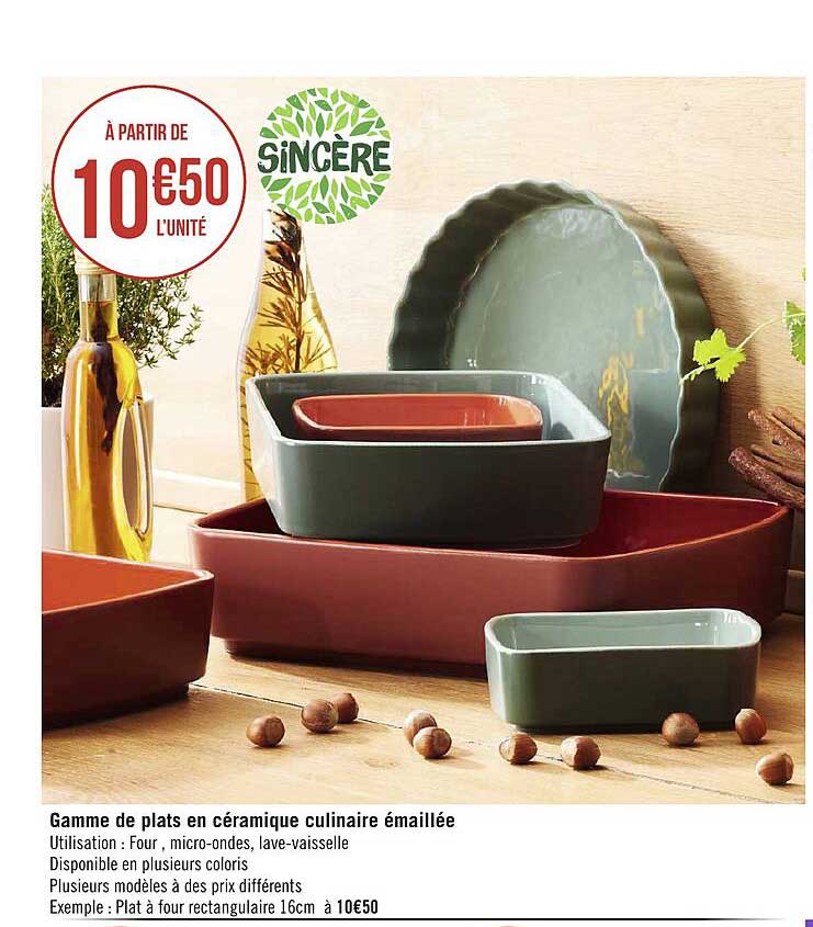 gamme de plats en céramique culinaire émaillée sincère