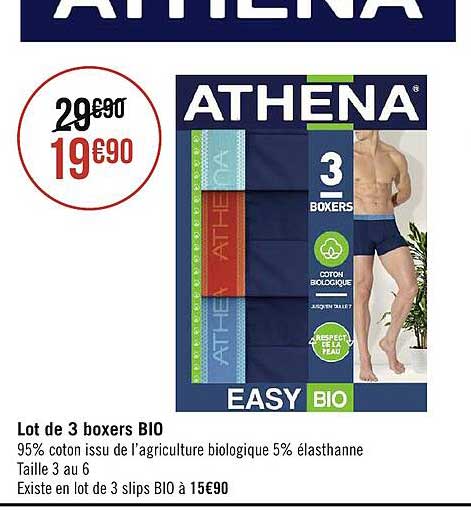 Lot De 3 Boxers Bio Athena