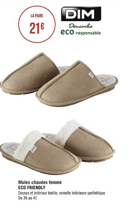 mules chaudes femme eco friendly dim