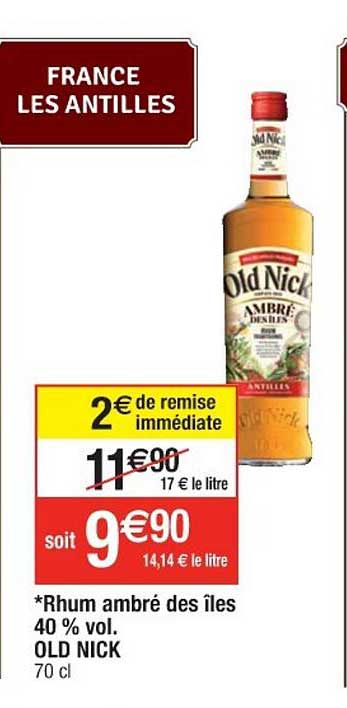 rhum ambré des îles 40% vol.  old nick