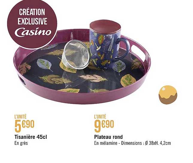 tisanière 45cl, plateau rond