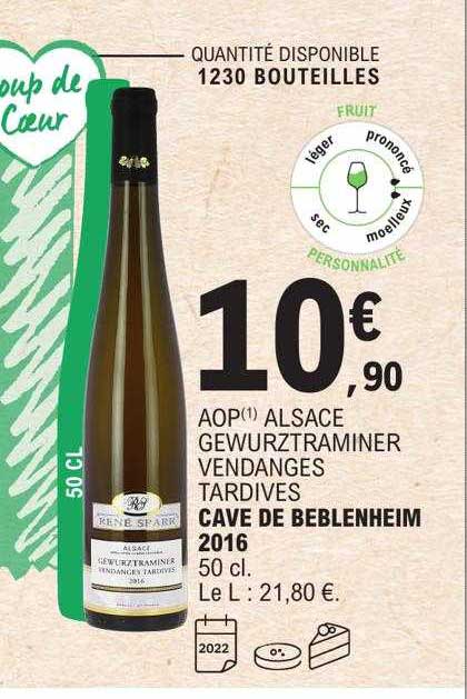 aop alsace gewurztraminer vendanges tardives cave de beblenheim 2016