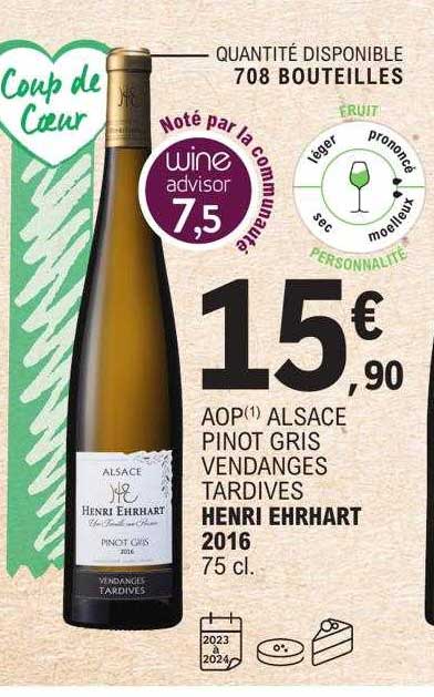 aop alsace pinot gris vendanges tardives henri ehrhart 2016