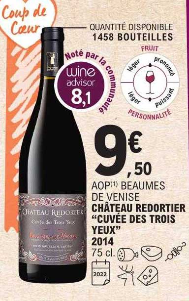 aop beaumes de venise château redortier "cuvée des trois yeux" 2014