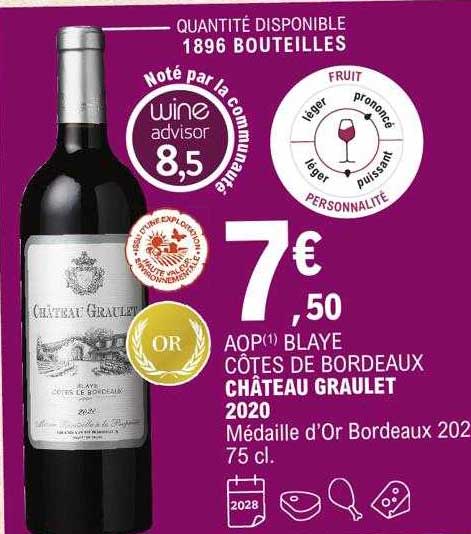Aop Blaye Côtes De Bordeaux Château Graulet 2020