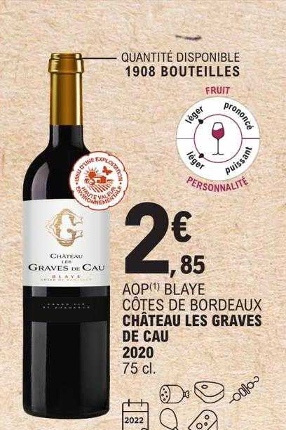 aop blaye côtes de bordeaux château les graves de cau 2020