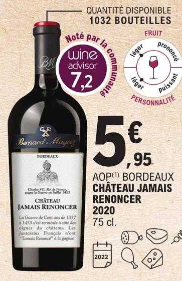 aop bordeaux château jamais renoncer 2020