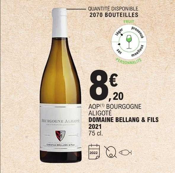 aop bourgogne aligoté domaine bellang & fils 2021