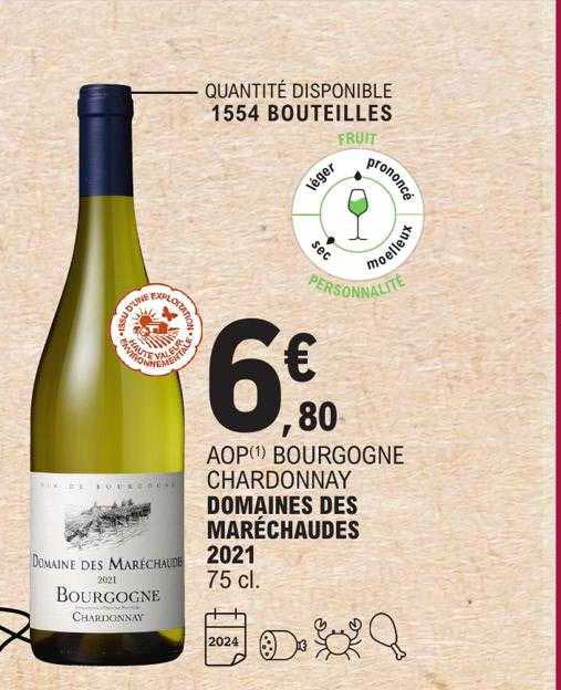 aop bourgogne chardonnay domaines des maréchaudes 2021