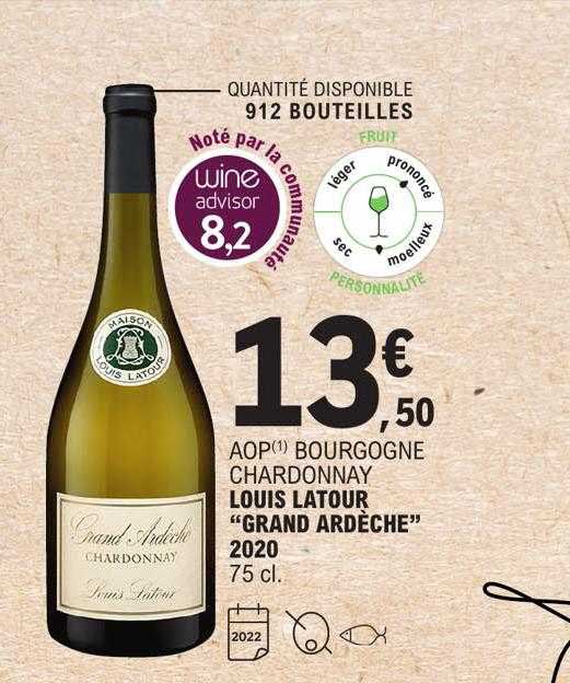 aop bourgogne chardonnay louis latour "grand ardèche" 2020