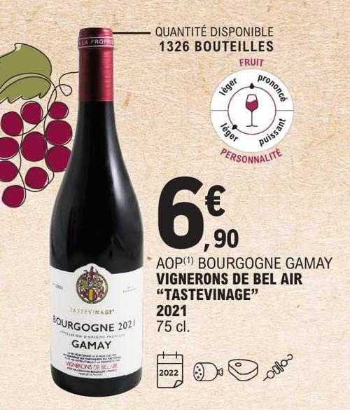 aop bourgogne gamay vignerons de bel air "tastevinage" 2021