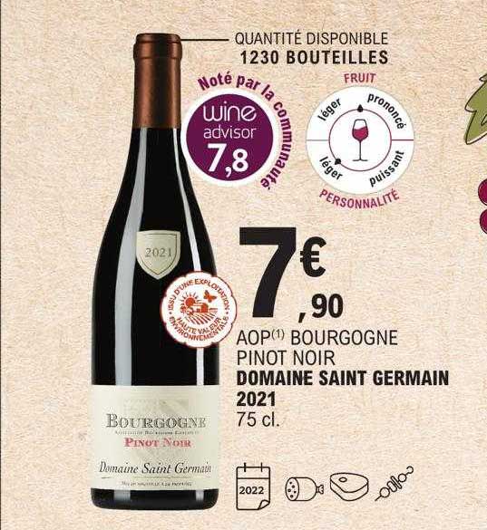aop bourgogne pinot noir domaine saint germain 2021