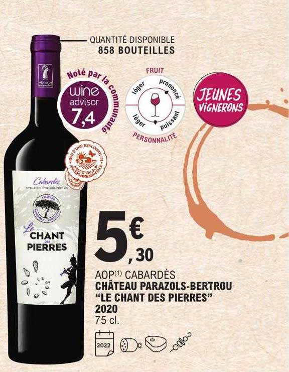 Aop Cabardès Château Parazols-bertrou "le Chat Des Pierres" 2020