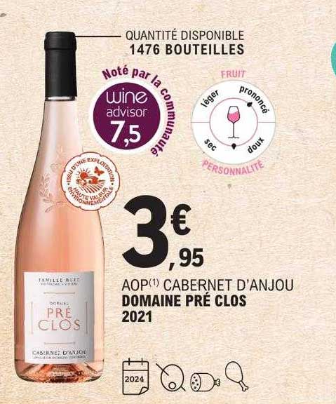 aop cabernet d'anjou domaine pré clos 2021