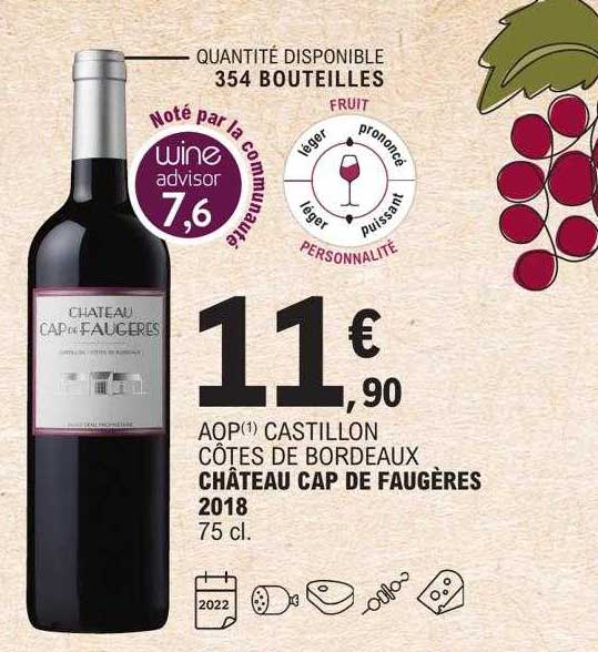 Aop Castillon Côtes De Bordeaux Château Cap De Faugères 2018