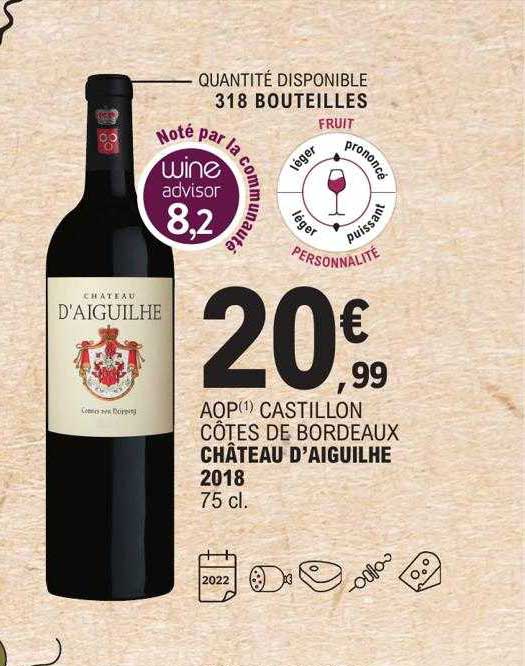 Aop Castillon Côtes De Bordeaux Château D'aiguilhe 2018