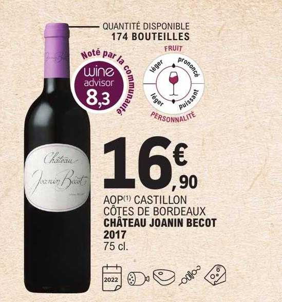 aop castillon côtes de bordeaux château joanin bécot 2017