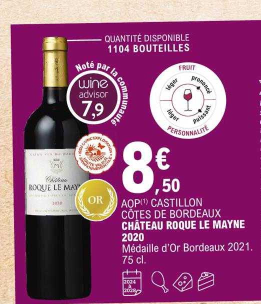 aop castillon côtes de bordeaux château roque le mayne 2020