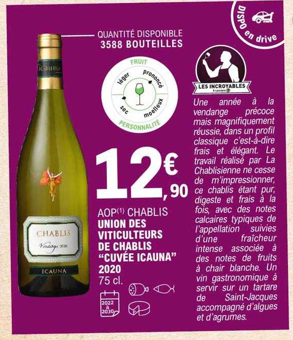 aop chablis union des viticulteurs de chablis "cuvée icauna" 2020