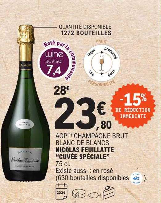 aop champagne brut blanc de blancs nicolas feuillatte "cuvée spéciale"