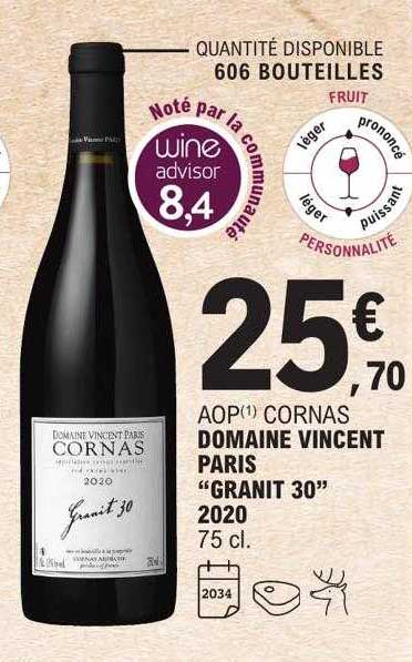aop cornas domaine vincent paris "granit 30" 2020
