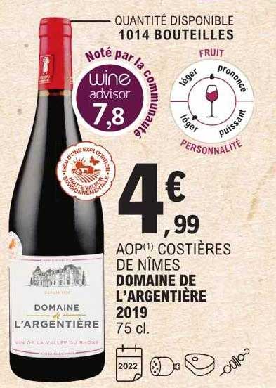 aop costières de nîmes domaine de l'argentière 2019