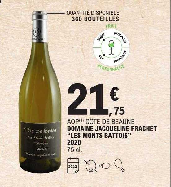aop côte de beaune domaine jacqueline frachet "les monts battois" 2020