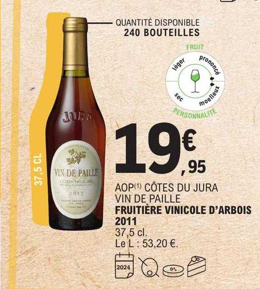 aop côtes du jura vin de paille fruitière vinicole d'arbois 2011