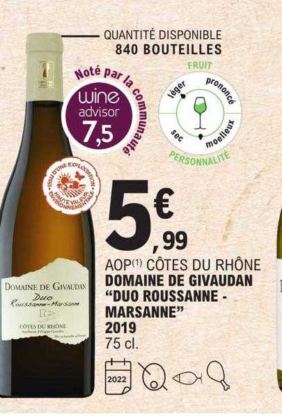 Aop Côtes Du Rhône Domaine De Givaudan "duo Roussanne-marsanne" 2019