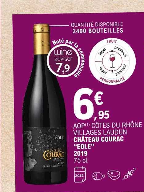 aop côtes du rhône villages laudun château courac "eolo" 2019