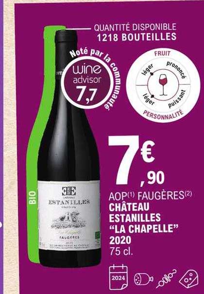 aop faugères château estanilles "la chapelle" 2020