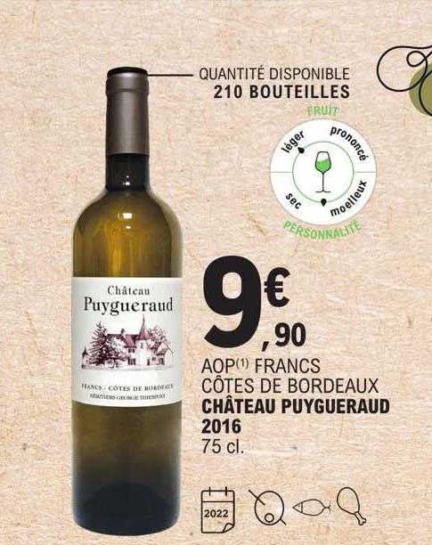 aop francs côtes de bordeaux château puygueraud 2016