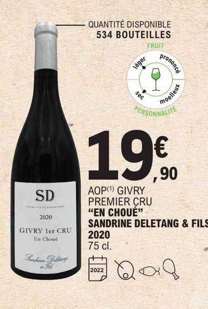 aop givry premier cru "en choué" sandrine deletang & fils 2020
