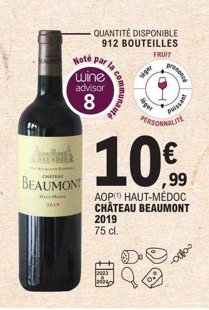 aop haut-médoc château beaumont 2019