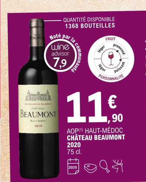aop haut-médoc château beaumont 2020