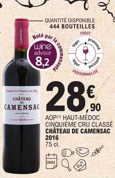 aop haut-médoc cinquième cru classé château de camensac 2016