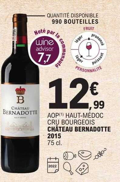 aop haut-médoc cru bourgeois château bernadotte 2015