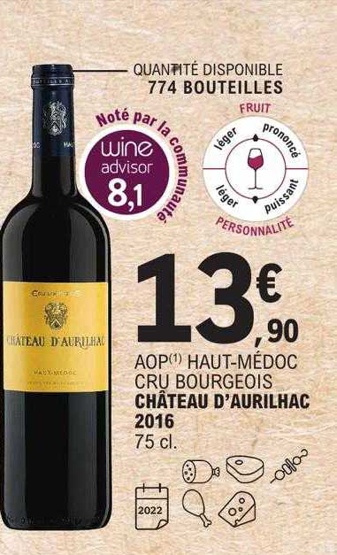 aop haut-médoc cru bourgeois château d'aurilhac 2016