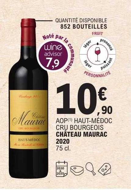 aop haut-médoc cru bourgeois château maurac 2020