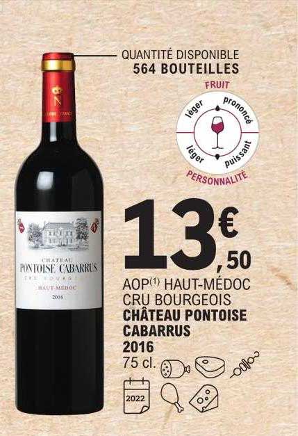 aop haut-médoc cru bourgeois château pontoise cabarrus 2016