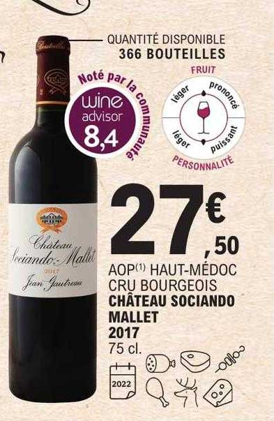 aop haut-médoc  cru bourgeois château sociando mallet 2017