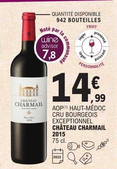 aop haut-médoc cru bourgeois exceptionnel château charmail 2015
